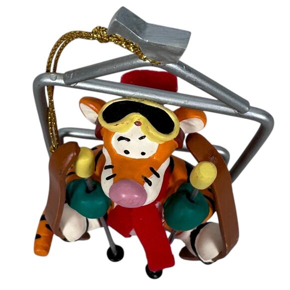 Vintage Disney Winnie-The-Pooh Tigger on Ski Lift Christmas Ornament Hanging - Picture 5 of 8